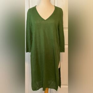 J. Jill‎ Green V Neck Linen Blend Sweater Tunic Top  XS Small